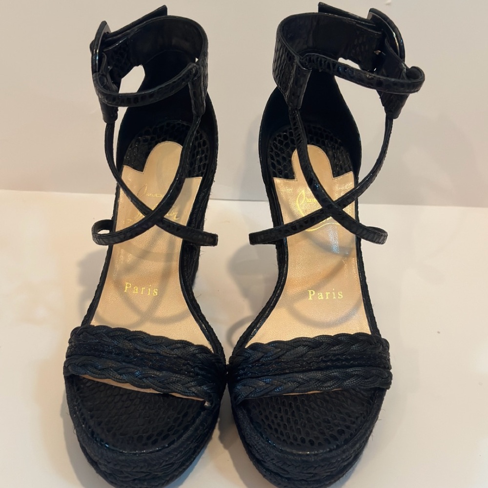 CHRISTIAN LOUBOUTIN  Black Strappy Women's Sandals